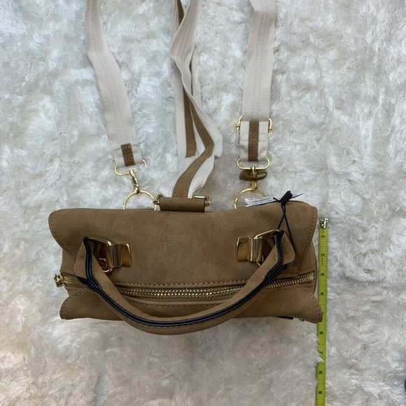 Women's Zip Closure Convertible Backpack Cognac NY - Picture 9 of 12